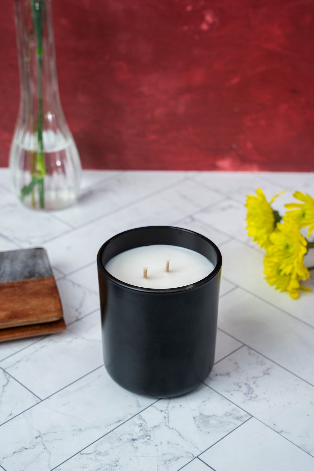 10 oz Matte Black Round Bottom Vessel Coconut Wax Candle (Choose Your Scent)