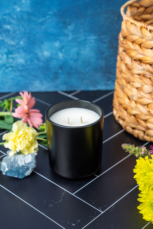10 oz Matte Black Round Bottom Vessel Coconut Wax Candle (Choose Your Scent)